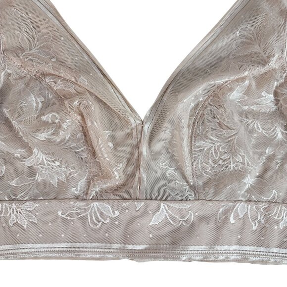Wacoal Net Effect Bralette Tan Size 34 Wire Free Lace Semi Sheer #810340 NO CUP - Picture 3 of 8
